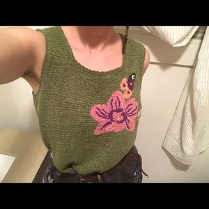 Funky knit vintage style tank top, perfect for brisk or fall weather!